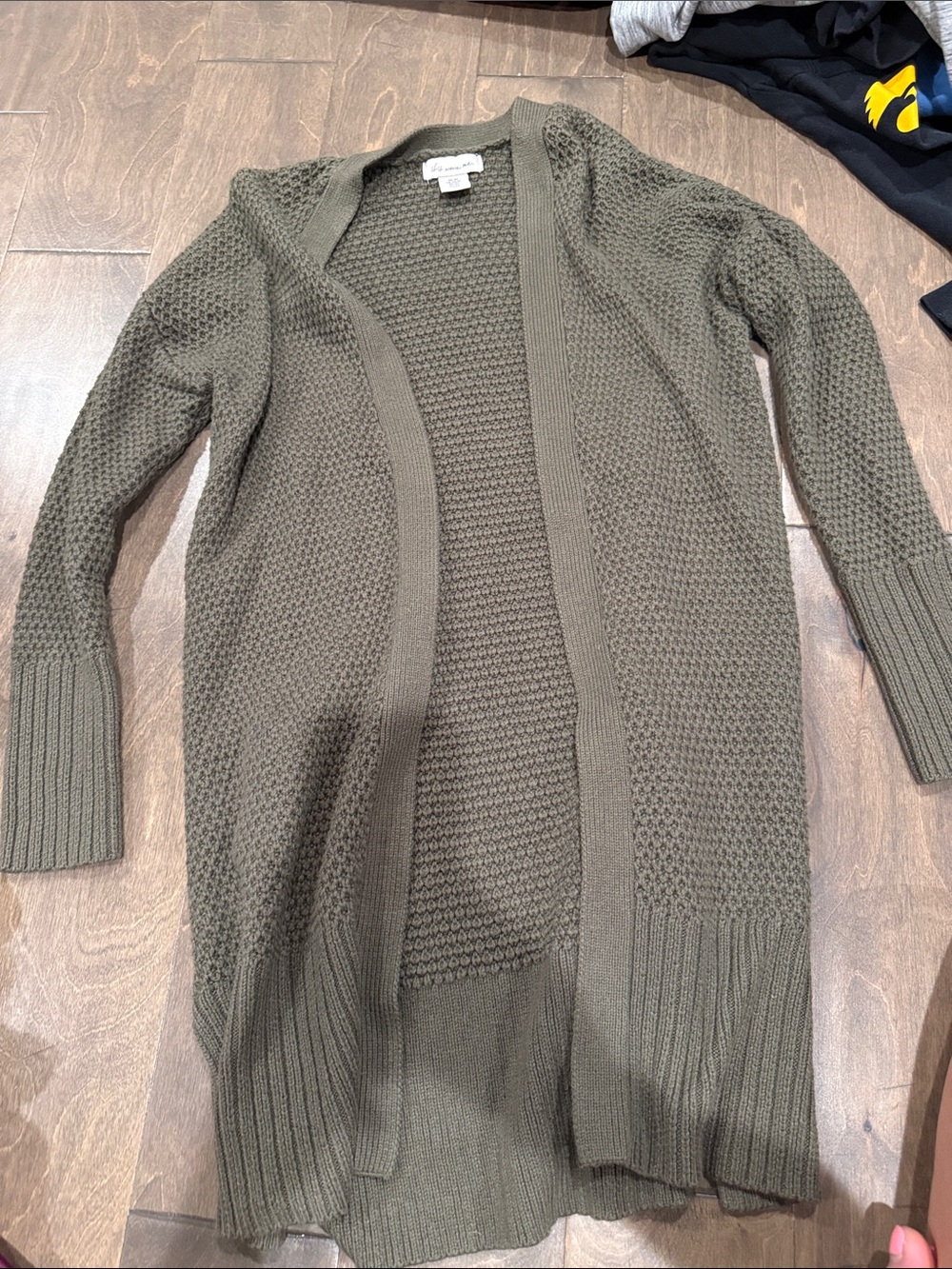 if it were me Olive Green Open-Front Knit Cardigan